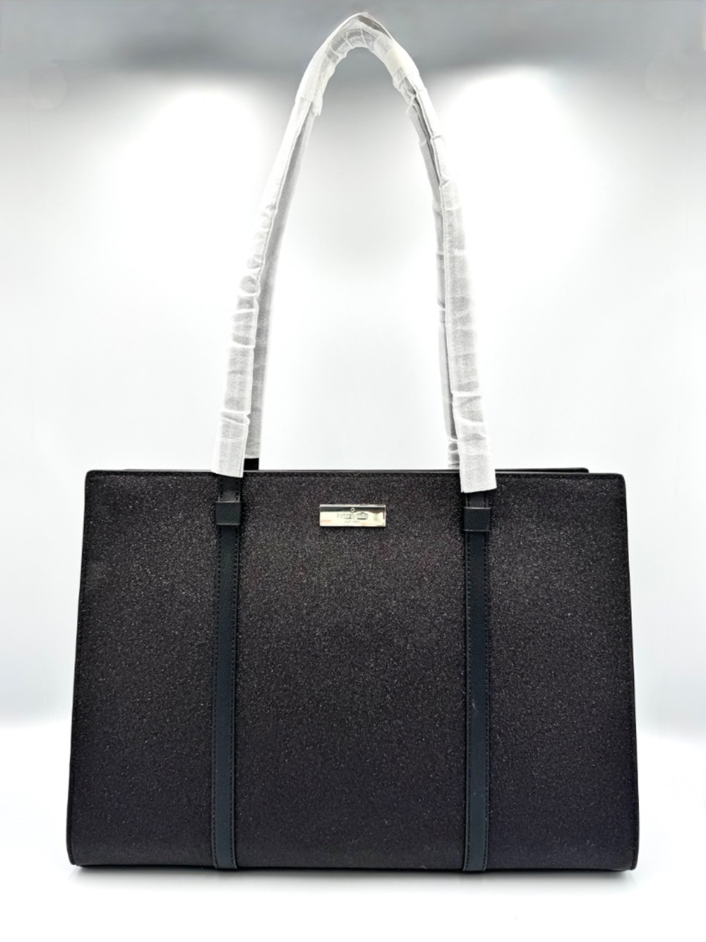 Kate Spade Kenzie Limited Edition Glitter Large Tote Bag Purse Black Chic New